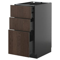 METOD / KNIVSHULT base cb 3 frnts/2 low/1 md/1 hi drw, black-grey/Sinarp brown, 40x60 cm