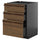 METOD / KNIVSHULT base cb 3 frnts/2 low/1 md/1 hi drw, black-grey/Stensta dark brown ash veneer, 60x60 cm
