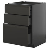 METOD / KNIVSHULT base cb 3 frnts/2 low/1 md/1 hi drw, black-grey/Upplöv matt anthracite, 60x60 cm