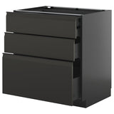 METOD / KNIVSHULT base cb 3 frnts/2 low/1 md/1 hi drw, black-grey/Upplöv matt anthracite, 80x60 cm