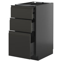 METOD / KNIVSHULT base cb 3 frnts/2 low/1 md/1 hi drw, black-grey/Upplöv matt anthracite, 40x60 cm