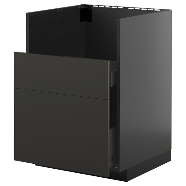 METOD / KNIVSHULT base cab f TALLSJÖN sink, black-grey/Nickebo matt anthracite, 60x60 cm