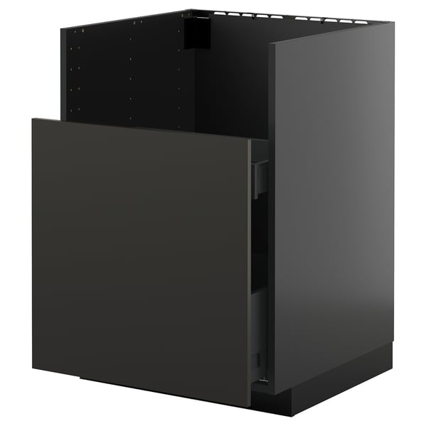 METOD / KNIVSHULT base cab f TALLSJÖN sink, black-grey/Nickebo matt anthracite, 60x60 cm