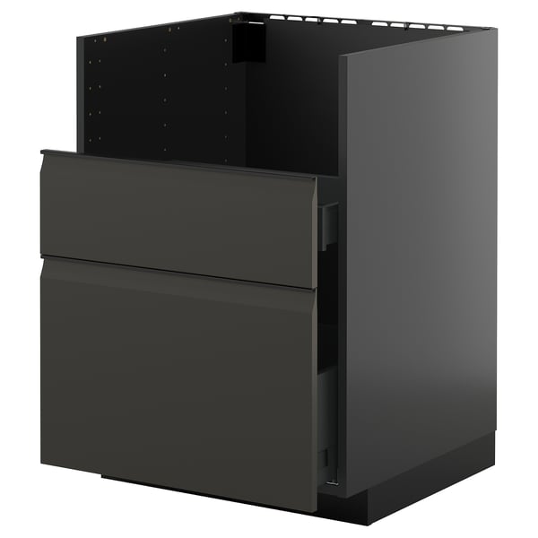 METOD / KNIVSHULT base cab f TALLSJÖN sink, black-grey/Upplöv matt anthracite, 60x60 cm