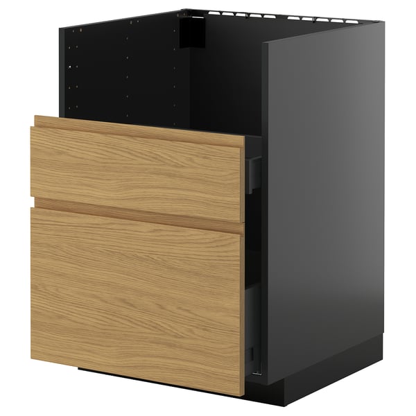METOD / KNIVSHULT - METOD / KNIVSHULT Base cab f TALLSJÖN sink, black-grey/Voxtorp oak effect, 60x60 cm