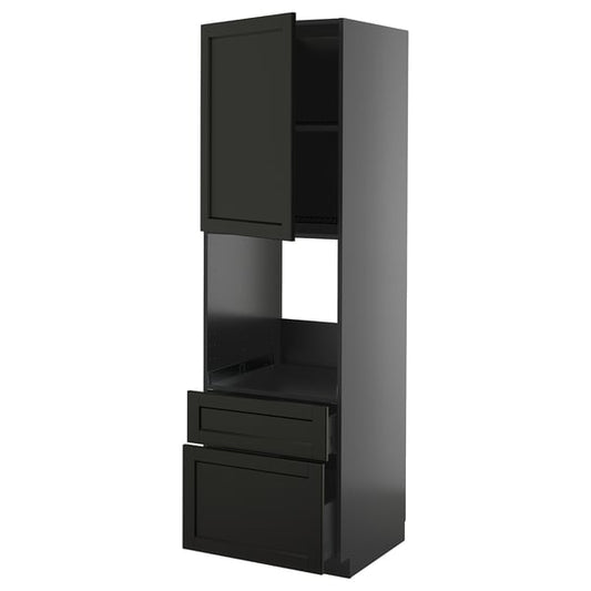 METOD / KNIVSHULT - METOD / KNIVSHULT Hi cab f ov w dr/2 frnt/1 m/1 h drw, black-grey/Lerhyttan black stained, 60x60x200 cm