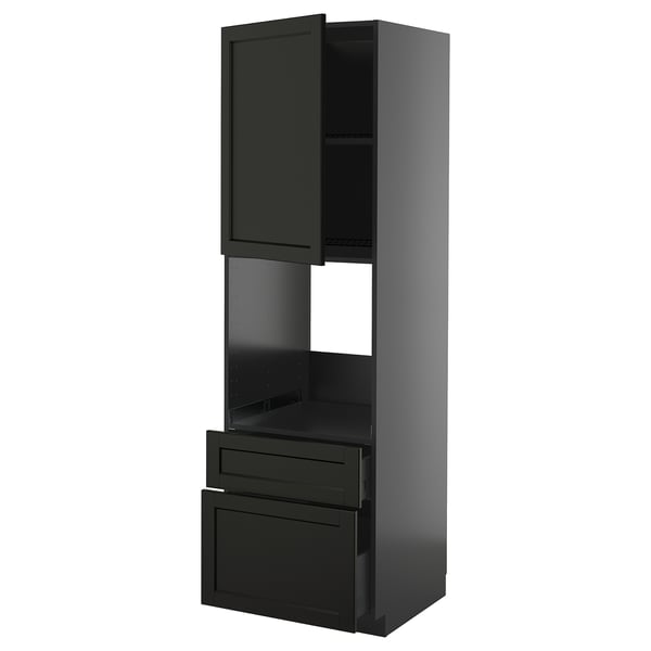 METOD / KNIVSHULT - METOD / KNIVSHULT Hi cab f ov w dr/2 frnt/1 m/1 h drw, black-grey/Lerhyttan black stained, 60x60x200 cm