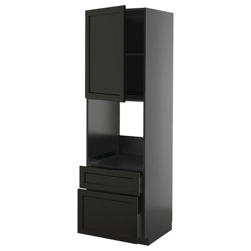 METOD / KNIVSHULT - METOD / KNIVSHULT Hi cab f ov w dr/2 frnt/1 m/1 h drw, black-grey/Lerhyttan black stained, 60x60x200 cm