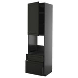 METOD / KNIVSHULT hi cab f ov w dr/2 frnt/1 m/1 h drw, black-grey/Lerhyttan black stained, 60x60x220 cm