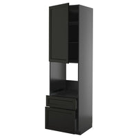 METOD / KNIVSHULT hi cab f ov w dr/2 frnt/1 m/1 h drw, black-grey/Lerhyttan black stained, 60x60x220 cm