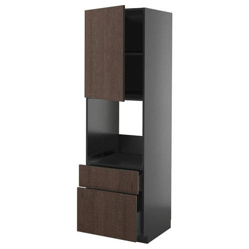 METOD / KNIVSHULT - METOD / KNIVSHULT Hi cab f ov w dr/2 frnt/1 m/1 h drw, black-grey/Sinarp brown, 60x60x200 cm