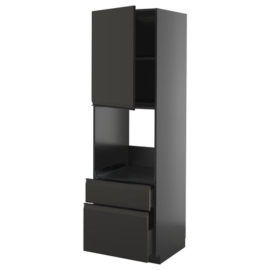 METOD / KNIVSHULT - METOD / KNIVSHULT Hi cab f ov w dr/2 frnt/1 m/1 h drw, black-grey/Upplöv matt anthracite, 60x60x200 cm