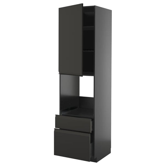 METOD / KNIVSHULT - METOD / KNIVSHULT Hi cab f ov w dr/2 frnt/1 m/1 h drw, black-grey/Upplöv matt anthracite, 60x60x220 cm