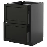 METOD / KNIVSHULT base cb 2 fronts/2 high drawers, black-grey/Lerhyttan black stained, 60x60 cm