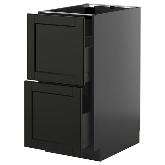 METOD / KNIVSHULT - METOD / KNIVSHULT Base cb 2 fronts/2 high drawers, black-grey/Lerhyttan black stained, 40x60 cm