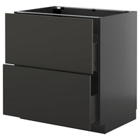 METOD / KNIVSHULT base cb 2 fronts/2 high drawers, black-grey/Nickebo matt anthracite, 80x60 cm