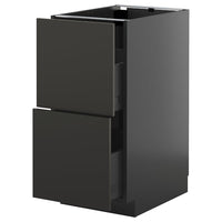 METOD / KNIVSHULT base cb 2 fronts/2 high drawers, black-grey/Nickebo matt anthracite, 40x60 cm