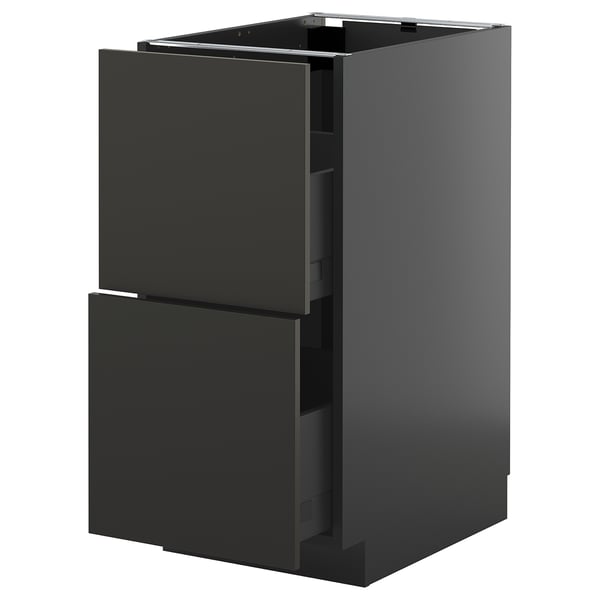 METOD / KNIVSHULT base cb 2 fronts/2 high drawers, black-grey/Nickebo matt anthracite, 40x60 cm