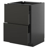 METOD / KNIVSHULT base cb 2 fronts/2 high drawers, black-grey/Nickebo matt anthracite, 60x60 cm