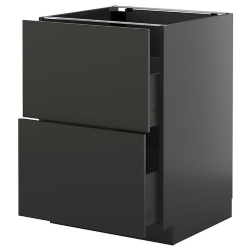 METOD / KNIVSHULT - METOD / KNIVSHULT Base cb 2 fronts/2 high drawers, black-grey/Nickebo matt anthracite, 60x60 cm