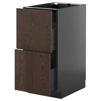 METOD / KNIVSHULT base cb 2 fronts/2 high drawers, black-grey/Sinarp brown, 40x60 cm