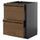 METOD / KNIVSHULT base cb 2 fronts/2 high drawers, black-grey/Stensta dark brown ash veneer, 60x60 cm
