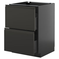 METOD / KNIVSHULT base cb 2 fronts/2 high drawers, black-grey/Upplöv matt anthracite, 60x60 cm