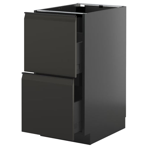 METOD / KNIVSHULT - METOD / KNIVSHULT Base cb 2 fronts/2 high drawers, black-grey/Upplöv matt anthracite, 40x60 cm