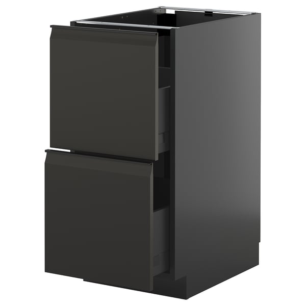 METOD / KNIVSHULT - METOD / KNIVSHULT Base cb 2 fronts/2 high drawers, black-grey/Upplöv matt anthracite, 40x60 cm