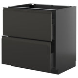 METOD / KNIVSHULT base cb 2 fronts/2 high drawers, black-grey/Upplöv matt anthracite, 80x60 cm