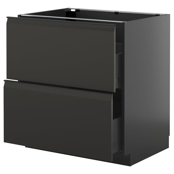METOD / KNIVSHULT - METOD / KNIVSHULT Base cb 2 fronts/2 high drawers, black-grey/Upplöv matt anthracite, 80x60 cm