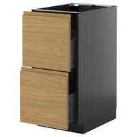 METOD / KNIVSHULT base cb 2 fronts/2 high drawers, black-grey/Voxtorp oak effect, 40x60 cm