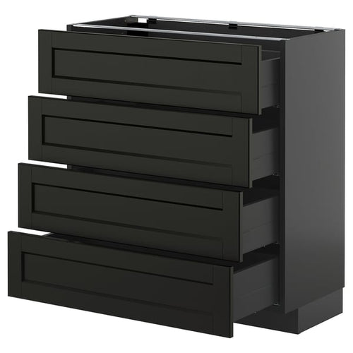 METOD / KNIVSHULT - METOD / KNIVSHULT Base cab 4 frnts/4 drawers, black-grey/Lerhyttan black stained, 80x37 cm