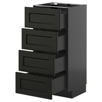 METOD / KNIVSHULT base cab 4 frnts/4 drawers, black-grey/Lerhyttan black stained, 40x37 cm