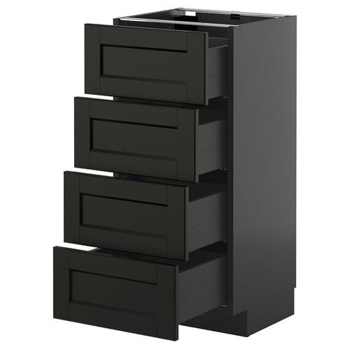 METOD / KNIVSHULT - METOD / KNIVSHULT Base cab 4 frnts/4 drawers, black-grey/Lerhyttan black stained, 40x37 cm
