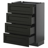 METOD / KNIVSHULT base cab 4 frnts/4 drawers, black-grey/Lerhyttan black stained, 60x37 cm
