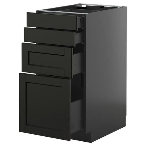 METOD / KNIVSHULT base cab 4 frnts/4 drawers, black-grey/Lerhyttan black stained, 40x60 cm