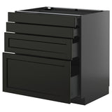 METOD / KNIVSHULT base cab 4 frnts/4 drawers, black-grey/Lerhyttan black stained, 80x60 cm