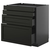 METOD / KNIVSHULT base cab 4 frnts/4 drawers, black-grey/Lerhyttan black stained, 80x60 cm