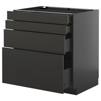 METOD / KNIVSHULT base cab 4 frnts/4 drawers, black-grey/Nickebo matt anthracite, 80x60 cm