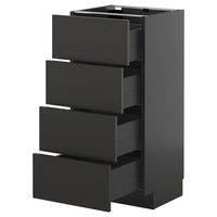 METOD / KNIVSHULT base cab 4 frnts/4 drawers, black-grey/Nickebo matt anthracite, 40x37 cm