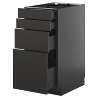METOD / KNIVSHULT base cab 4 frnts/4 drawers, black-grey/Nickebo matt anthracite, 40x60 cm