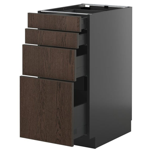 METOD / KNIVSHULT - METOD / KNIVSHULT Base cab 4 frnts/4 drawers, black-grey/Sinarp brown, 40x60 cm