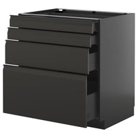 METOD / KNIVSHULT base cab 4 frnts/4 drawers, black-grey/Upplöv matt anthracite, 80x60 cm