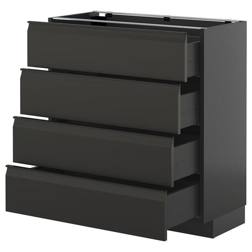 METOD / KNIVSHULT - METOD / KNIVSHULT Base cab 4 frnts/4 drawers, black-grey/Upplöv matt anthracite, 80x37 cm