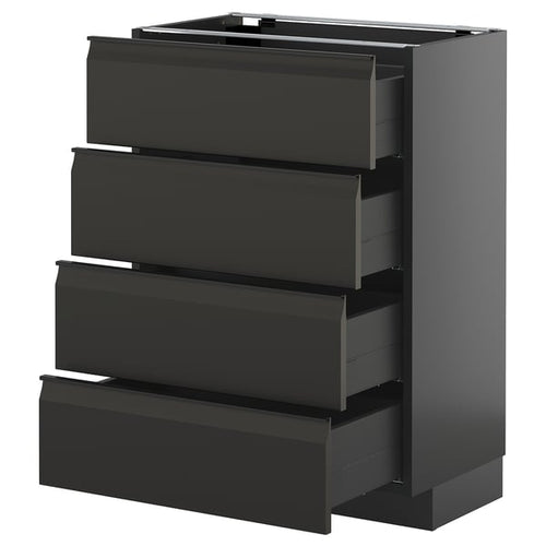 METOD / KNIVSHULT - METOD / KNIVSHULT Base cab 4 frnts/4 drawers, black-grey/Upplöv matt anthracite, 60x37 cm