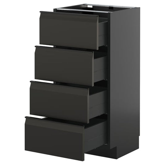 METOD / KNIVSHULT - METOD / KNIVSHULT Base cab 4 frnts/4 drawers, black-grey/Upplöv matt anthracite, 40x37 cm