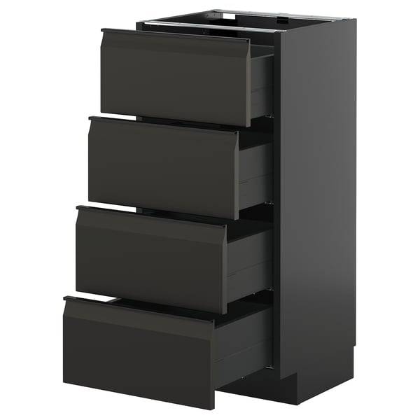 METOD / KNIVSHULT base cab 4 frnts/4 drawers, black-grey/Upplöv matt anthracite, 40x37 cm