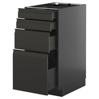 METOD / KNIVSHULT base cab 4 frnts/4 drawers, black-grey/Upplöv matt anthracite, 40x60 cm