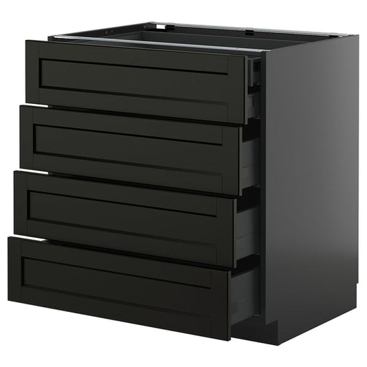 METOD / KNIVSHULT - METOD / KNIVSHULT Base cb 4 frnts/2 low/3 md drwrs, black-grey/Lerhyttan black stained, 80x60 cm